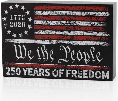 US 250th Anniversary Decor Patriotic 4th of July Box Sign Independence Day Memorial Day Wooden Block American Flag Farmhouse Table Centerpiece in Saudi Arabia