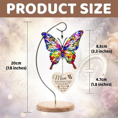 Butterfly Memorial Acrylic Suncatcher Table Decor with Wooden Base, Butterfly Memorial Gifts, Memorial Gifts for Loss of Mom, Sympathy Gifts for Loss of Mother, Bereavement Gifts for Loss of Mother in Saudi Arabia