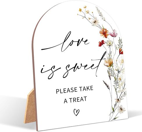 Wildflower Cards and Gifts Sign, Wedding Ceremony Signs, 6 x 8 Inch Arch Wooden Tabletop Sign with Stand, Wedding Reception Decoration Supplies (AG01) in Saudi Arabia