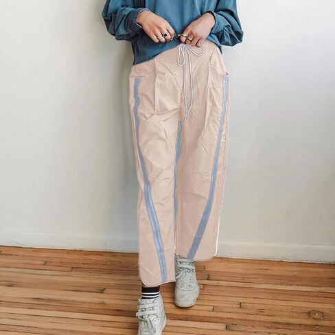 SeeLuNa Casual Wide Leg Pants Woman Drawstring Elastic Waist High Rise Strip Flowy Long Lounge Trousers with Pockets in Saudi Arabia