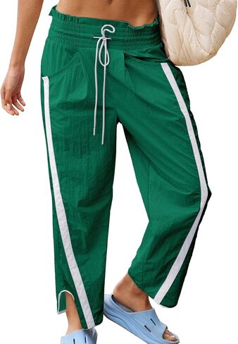 SeeLuNa Casual Wide Leg Pants Woman Drawstring Elastic Waist High Rise Strip Flowy Long Lounge Trousers with Pockets in Saudi Arabia