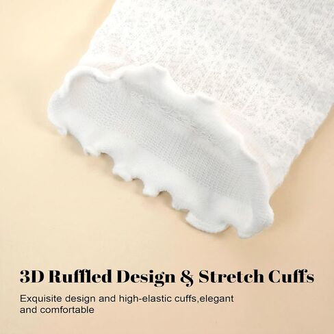 Hellomamma Women’s Ruffle Crew Socks: 6 Pairs Lace Thin Cotton Blend Frilly Lettuce Edge Socks for Loafers Mary Jane Shoes in Saudi Arabia
