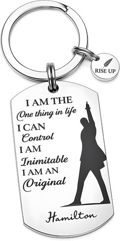 Music Theater Rise Up Inspirational Keychain Key Ring Engraved Keyring with Round Charm, Musical Fan Gift for Women Teen Girls Boys Friends Daughter Son in Saudi Arabia
