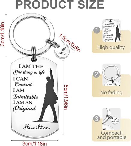 Music Theater Rise Up Inspirational Keychain Key Ring Engraved Keyring with Round Charm, Musical Fan Gift for Women Teen Girls Boys Friends Daughter Son in Saudi Arabia