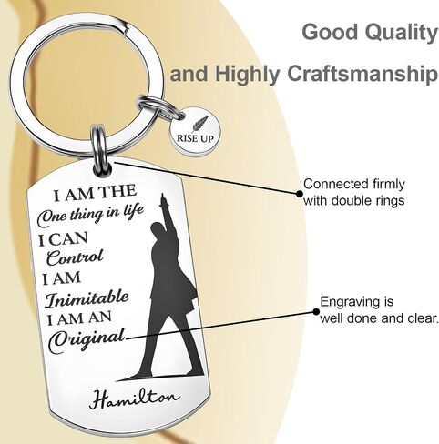 Music Theater Rise Up Inspirational Keychain Key Ring Engraved Keyring with Round Charm, Musical Fan Gift for Women Teen Girls Boys Friends Daughter Son in Saudi Arabia