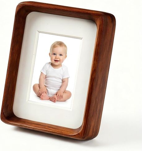 Walnut Wood 3x4 Picture Frame with 2x3 Mat | Horizontal or Vertical Tabletop Stand,Ideal Display for Pet Photos in Saudi Arabia