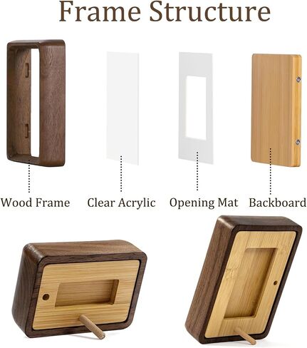 Walnut Wood 3x4 Picture Frame with 2x3 Mat | Horizontal or Vertical Tabletop Stand,Ideal Display for Pet Photos in Saudi Arabia