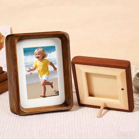 Walnut Wood 3x4 Picture Frame with 2x3 Mat | Horizontal or Vertical Tabletop Stand,Ideal Display for Pet Photos in Saudi Arabia