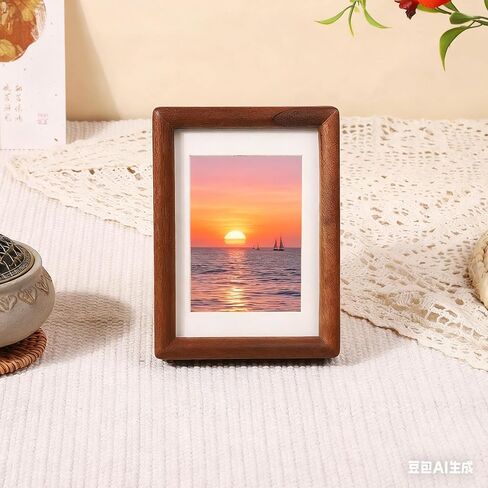Walnut Wood 3x4 Picture Frame with 2x3 Mat | Horizontal or Vertical Tabletop Stand,Ideal Display for Pet Photos in Saudi Arabia