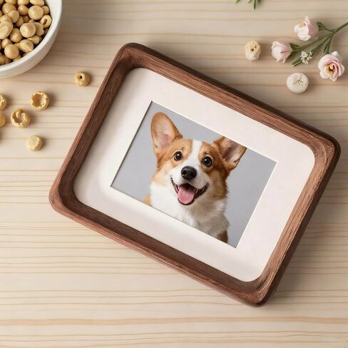 Walnut Wood 3x4 Picture Frame with 2x3 Mat | Horizontal or Vertical Tabletop Stand,Ideal Display for Pet Photos in Saudi Arabia