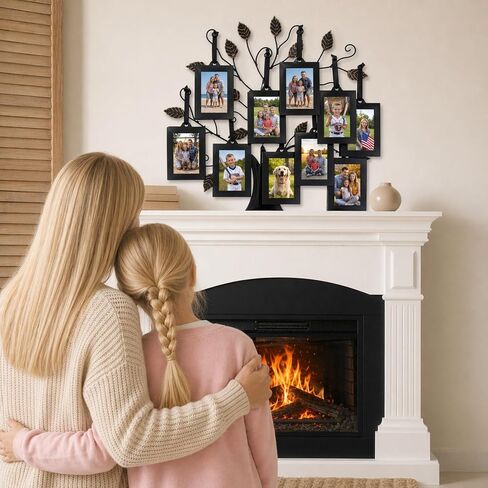 Philip Whitney Family Tree Picture Frame Display - Includes 10 Hanging 2x3 Picture Frames and 13" Polished Metal Tree, Gifts for Mom, Home Décor, Housewarming Gift, Mothers Day Gifts in Saudi Arabia