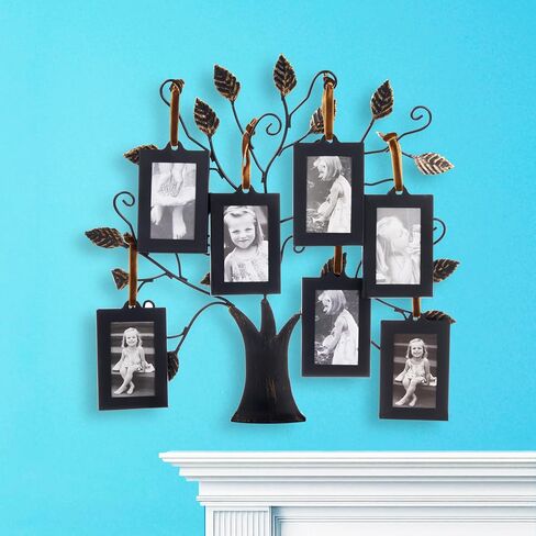Philip Whitney Family Tree Picture Frame Display - Includes 10 Hanging 2x3 Picture Frames and 13" Polished Metal Tree, Gifts for Mom, Home Décor, Housewarming Gift, Mothers Day Gifts in Saudi Arabia
