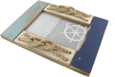 4x6 Inches Nautical Wood Family Picture Frame with Jute Rope Decoration (Blue C) in Saudi Arabia