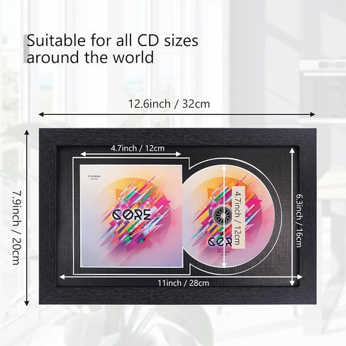 GMFrames CD Display Frame with Real Glass,Signed CD Music Frame for for Disc and Booklet,Wall and Tabletop,Black Mat in Saudi Arabia