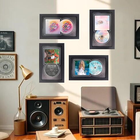 GMFrames CD Display Frame with Real Glass,Signed CD Music Frame for for Disc and Booklet,Wall and Tabletop,Black Mat in Saudi Arabia