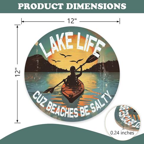 Lake Life Cuz Beaches Be Salty Front Door Sign, Funny Lake House Boat Sunset Mountain Forest Wooden Hanger Outdoor Porch Home Decor, Vintage Farmhouse Wreath Indoor Wall Hanging Decoration in Saudi Arabia