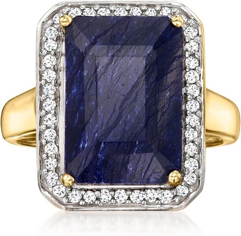 Ross-Simons 7.00 قيراط الياقوت و .20 ct. T.W. خاتم الماس في الذهب الأصفر 14 كيلو بايت in Kuwait