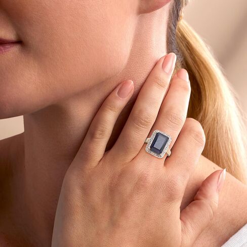 Ross-Simons 7.00 قيراط الياقوت و .20 ct. T.W. خاتم الماس في الذهب الأصفر 14 كيلو بايت in Kuwait
