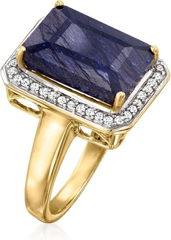 Ross-Simons 7.00 قيراط الياقوت و .20 ct. T.W. خاتم الماس في الذهب الأصفر 14 كيلو بايت in Kuwait