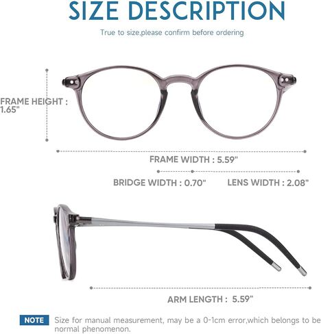 Exquisite Round Ultralight Bifocal Reading Glasses Women Men Durable Blue Light Blocking Anti EyeStrain/UV Computer Readers Spring Hinge 3.0 Grey in Saudi Arabia