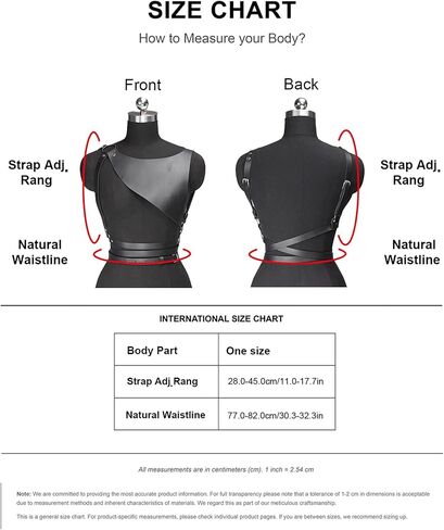 Women Asymmetrical Shoulder Faux Leather Harness Top Goth Punk Adjustable Fashion Waist Belt for Halloween Cosplay Accessories(Waist 30.3-32.3in) in Saudi Arabia