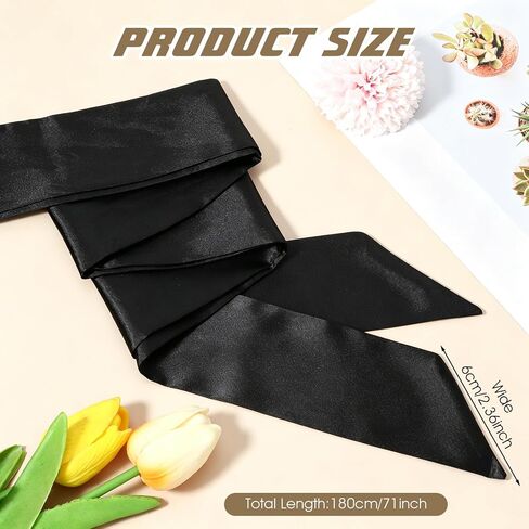 Black Satin Sash Belt, 70x2.3 Inch Long Ribbon for Wedding Dress Bridal Waist Belt Special Occasion Accessories for Women and Girls in Saudi Arabia