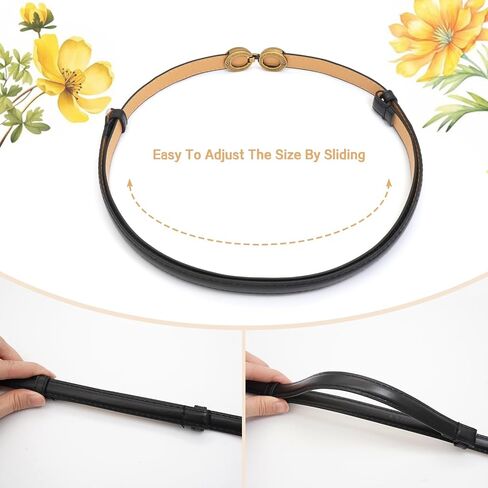 LIMHOO Women's Skinny Leather Belt Adjustable Thin Waist Belt with Gold Buckle for Dresses Jeans Pants in Saudi Arabia