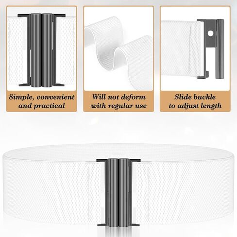 Mabor Stretchy Belts for Women, Vintage Elastic Waist Belt Fashionable Retro Adjustable Cinch Belt with Buckle for Dresses White, Size L in Kuwait