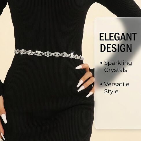 1 Piece Rhinestone Belt, Sparkling Adjustable Waist Belt for Women, Stylish Dressy Accessory for Dresses, Jeans, Parties, Weddings & Special Occasions in Saudi Arabia