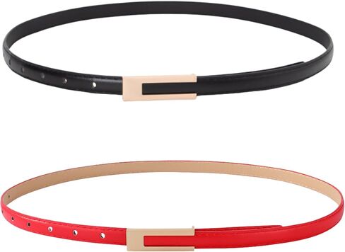 XEF Skinny Belts for Women Dresses Trendy Leather Waist Belt for Pants Jeans with Gold Buckle in Saudi Arabia