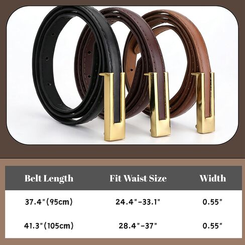 XEF Skinny Belts for Women Dresses Trendy Leather Waist Belt for Pants Jeans with Gold Buckle in Saudi Arabia