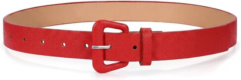 Women’s PU Leather Belt with Trapezoid Buckle, Candy Color Pebbled Belt for Jeans, Pants, Dresses in Saudi Arabia