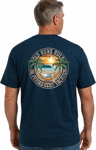 OLD GUYS RULE Men's Graphic T-Shirt, Hammock Vacation - Father's Day, Birthday, Retirement Gift - Novelty Tee for Beach Lover in Saudi Arabia