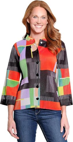 Ali Miles Women's Knit Printed Pop-over Tunic Round Neck Three Quarters Sleeves in Saudi Arabia