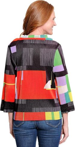 Ali Miles Women's Knit Printed Pop-over Tunic Round Neck Three Quarters Sleeves in Saudi Arabia