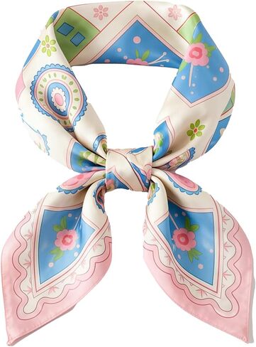 Silk Like Head Scarf for Women 27.5 × 27.5 inches Medium Square Satin Printed Headscarf in Saudi Arabia