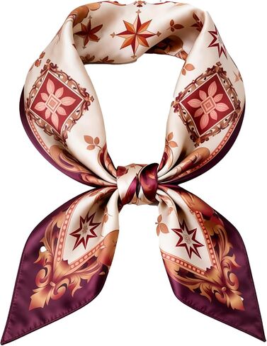 Silk Like Head Scarf for Women 27.5 × 27.5 inches Medium Square Satin Printed Headscarf in Saudi Arabia