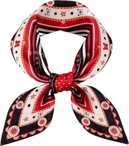 Silk Like Head Scarf for Women 27.5 × 27.5 inches Medium Square Satin Printed Headscarf in Saudi Arabia
