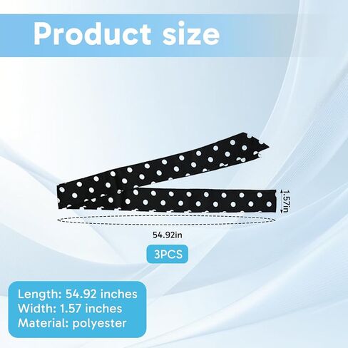 3Pcs Polka Dot Scarf, Polka Dot Belt Set - Lightweight Soft Fabric for Women, Stylish Accessories for Party, Casual and Office Wear(Black, White, Red) in Saudi Arabia