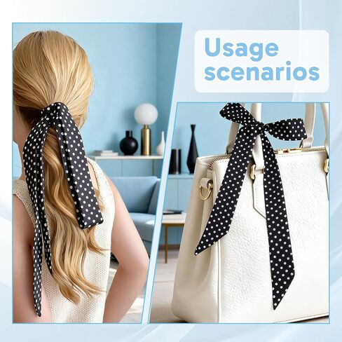 3Pcs Polka Dot Scarf, Polka Dot Belt Set - Lightweight Soft Fabric for Women, Stylish Accessories for Party, Casual and Office Wear(Black, White, Red) in Saudi Arabia