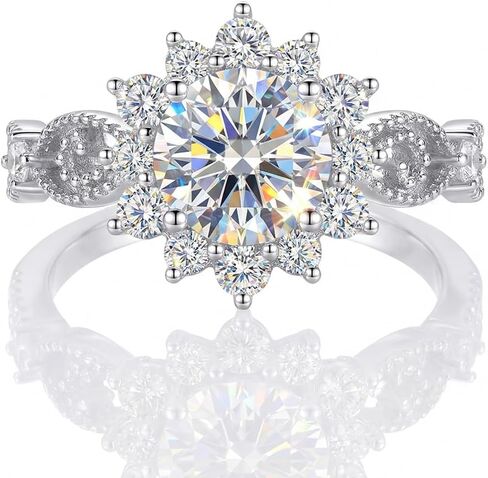 1 Pc Moissanite 925 Silver Rings Silver 1ct Snowflake Flower Ring Engagement Holiday Gift Fine Jewellery Gifts in Kuwait