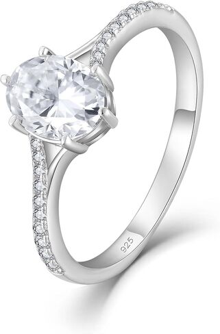 1 Carat Oval-Shaped Moissanite Engagement Ring, 1-Carat D-Color VVS1 Clarity Brilliant Cut Moissanite Ring, 925 Sterling Silver Moissanite Ring, Women's Moissanite Wedding Ring, Anniversary Jewelry Gift for Wife in Saudi Arabia
