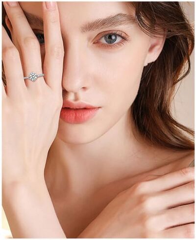 1 Carat Oval-Shaped Moissanite Engagement Ring, 1-Carat D-Color VVS1 Clarity Brilliant Cut Moissanite Ring, 925 Sterling Silver Moissanite Ring, Women's Moissanite Wedding Ring, Anniversary Jewelry Gift for Wife in Saudi Arabia