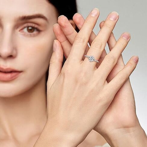 1 Carat Oval-Shaped Moissanite Engagement Ring, 1-Carat D-Color VVS1 Clarity Brilliant Cut Moissanite Ring, 925 Sterling Silver Moissanite Ring, Women's Moissanite Wedding Ring, Anniversary Jewelry Gift for Wife in Saudi Arabia