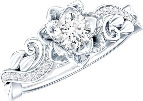 Certified Lab Grown Diamond Flower Engagement Ring, Ef-Vs Quality, Diamond Rose Shaped Ring - Gift For Women in Kuwait