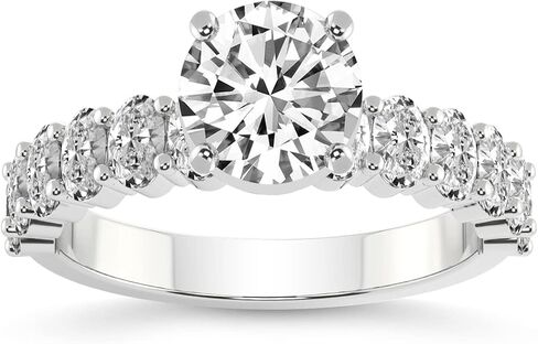 FRIENDLY DIAMONDS Lab Grown Diamond Ring For Women IGI Certified | 1-5 Carat Danica Side Oval Diamond Eternity Ring | 14K Or 18K White, Yellow Or Rose Gold | FG-VS Quality in Saudi Arabia