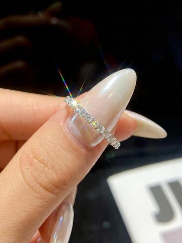1 Pc 925 Silver Synthetic Moissanite Rings Silver 0.027ct Crown Ring for Women Engagement Wear Women's Best Gift Fine Jewellery Gifts Early Fashion Trends in Kuwait