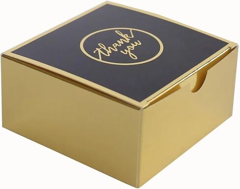 Balsa Circle 25 Gold Black 4x4 in Gift Boxes Thank You Print Favor Holders Wedding Party Events Reception Home Decorations Supplies in Saudi Arabia