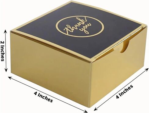 Balsa Circle 25 Gold Black 4x4 in Gift Boxes Thank You Print Favor Holders Wedding Party Events Reception Home Decorations Supplies in Saudi Arabia