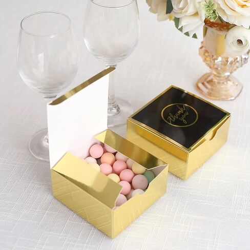 Balsa Circle 25 Gold Black 4x4 in Gift Boxes Thank You Print Favor Holders Wedding Party Events Reception Home Decorations Supplies in Saudi Arabia